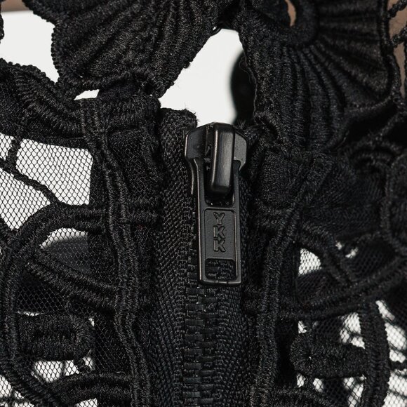 Self-Portrait SS/16 Black Balloon-Sleeve Lace A-Line Mini Dress - Picture 8 of 11